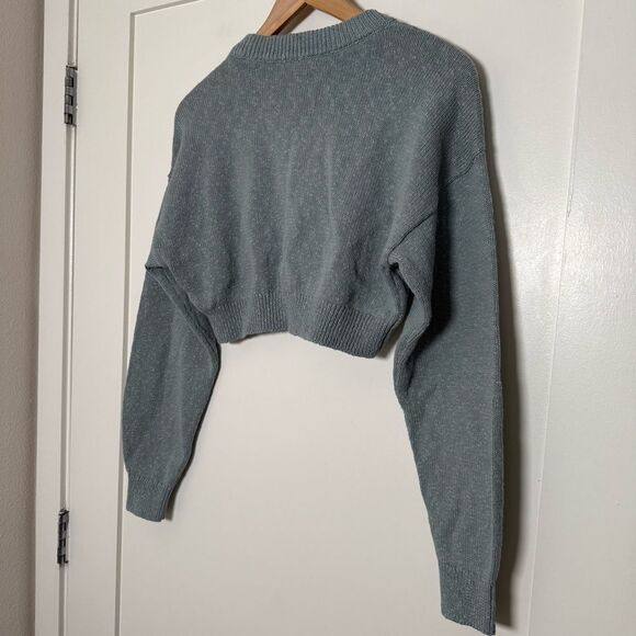NWT Madewell Supercrop Sweater Womens Sz M Blue Knit V Neck Long Sleeve Pullover - Picture 6 of 11